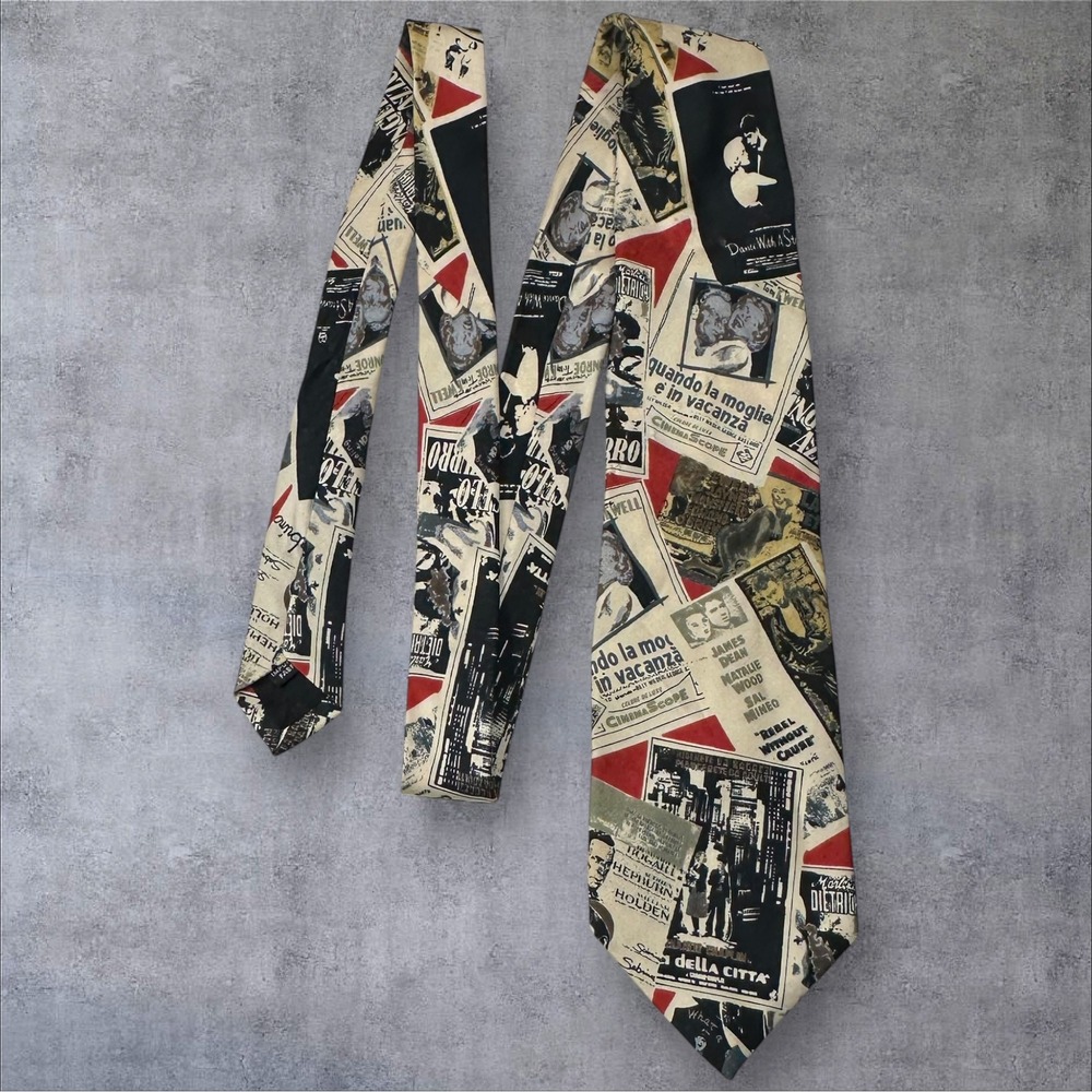 JTBECKETT Mens Silk‎ Tie Movie Poster Collage Classic Design Black Red Cream
